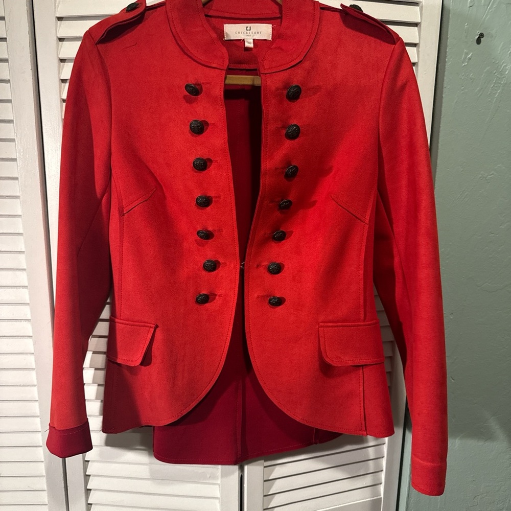 Vibrant Red Women's Military Blazer